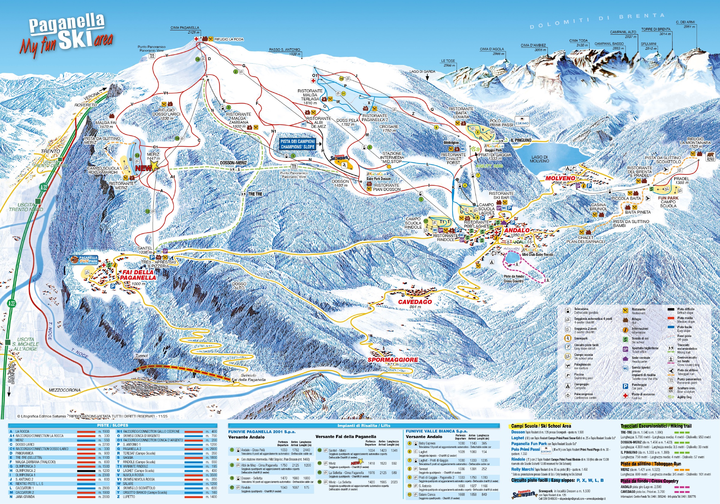 Mapa de pistas de Andalo Paganella