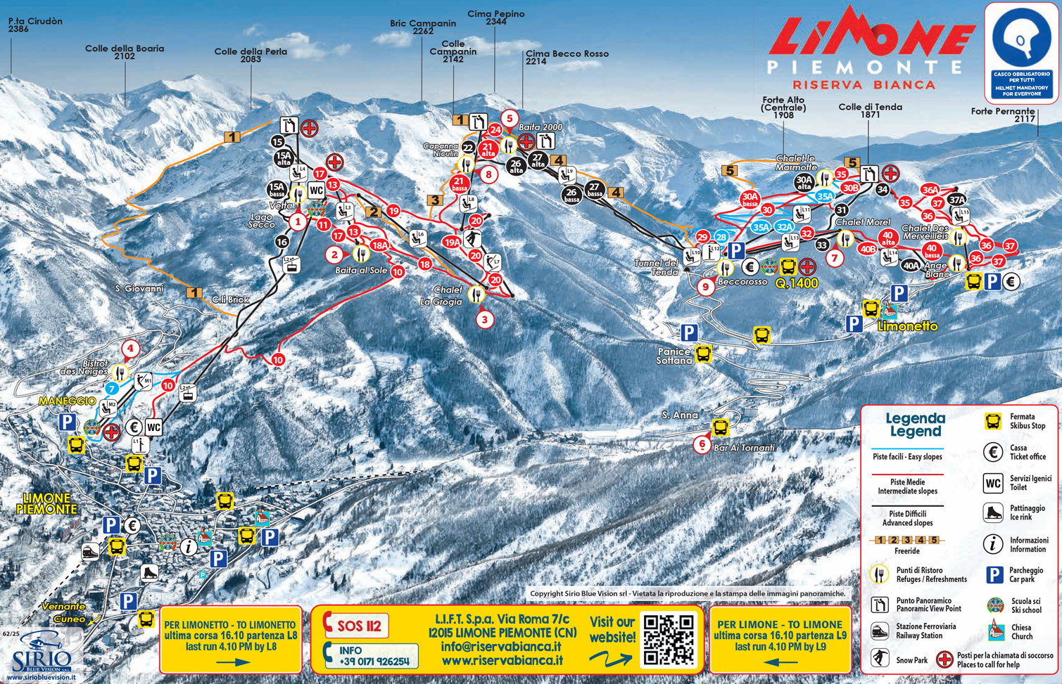 Mappa Piste Limone Piemonte - skimap ufficiale