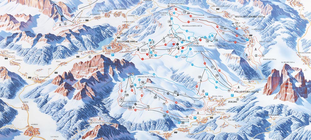 Mappa Piste Ski Civetta
