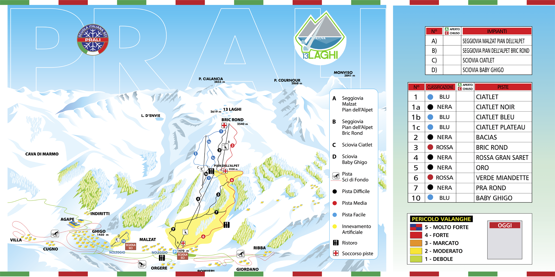 Mappa Piste Prali - skimap ufficiale