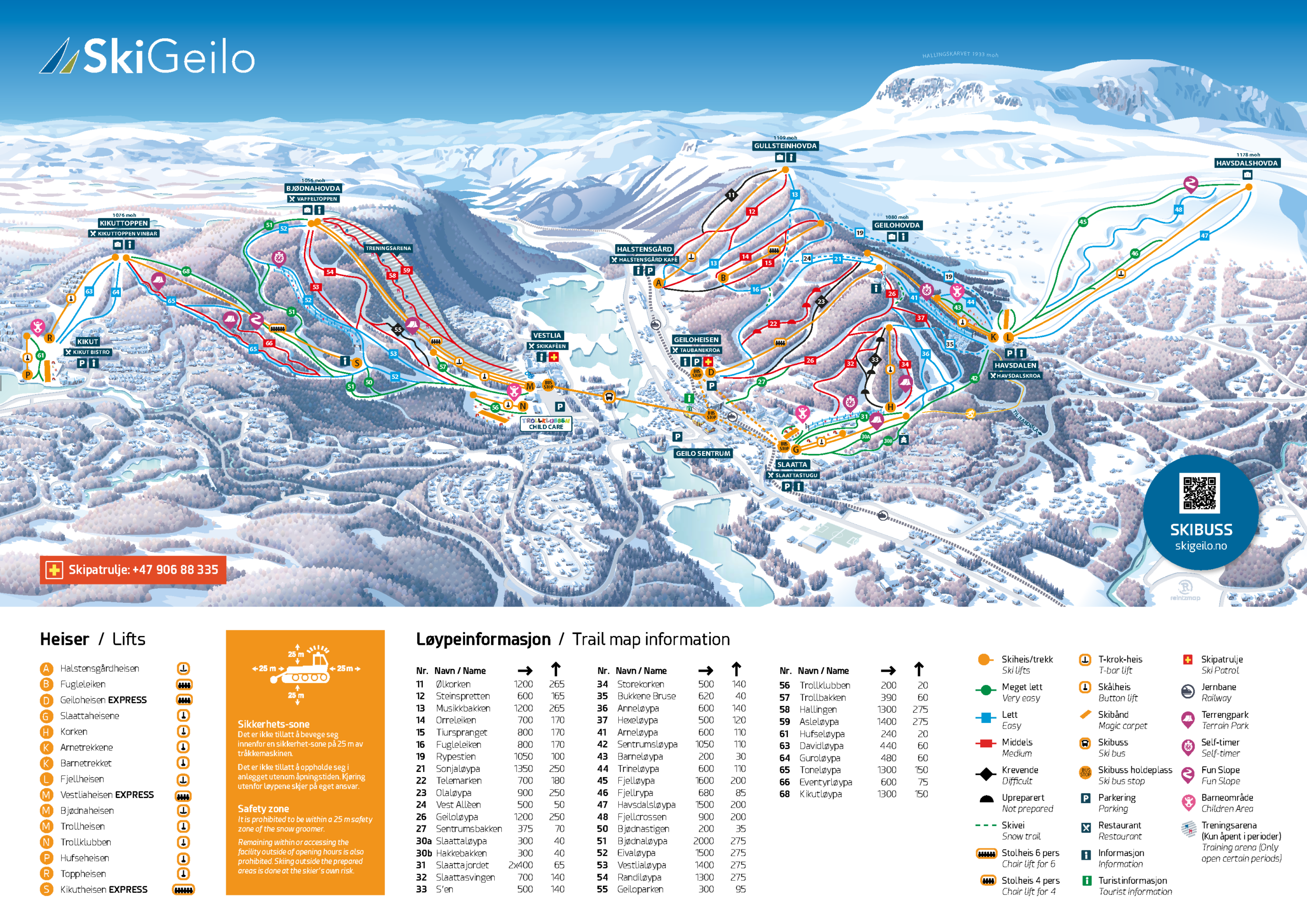 Mappa Piste Geilo - skimap ufficiale