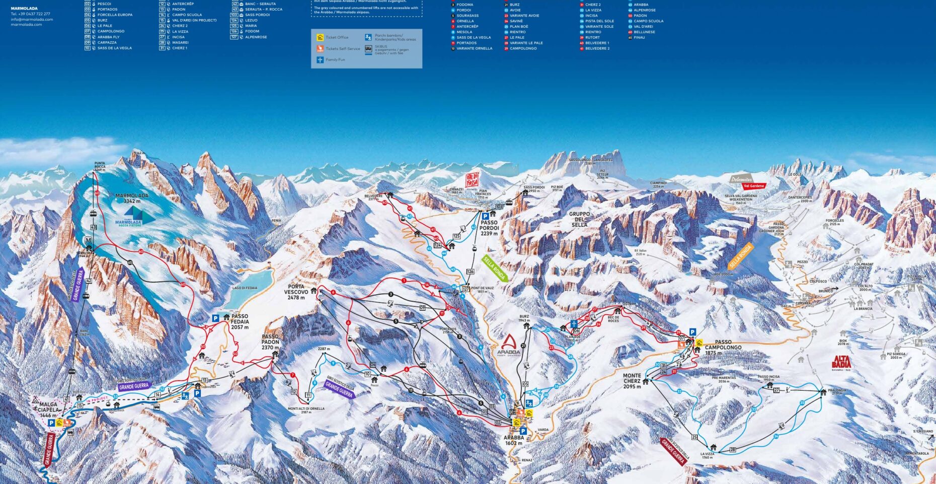 Mappa Piste Arabba Marmolada