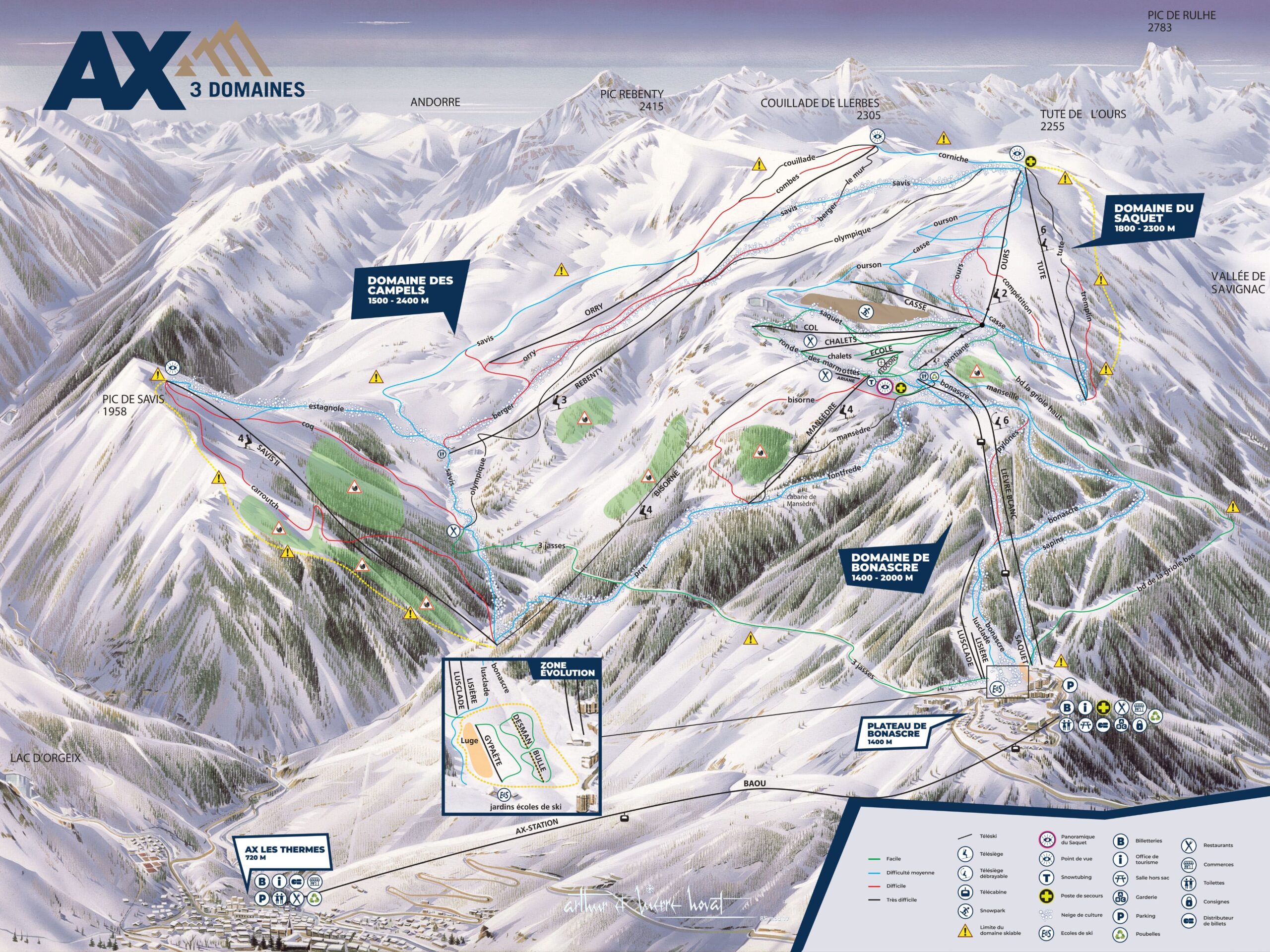 Mappa Piste Ax 3 Domaines