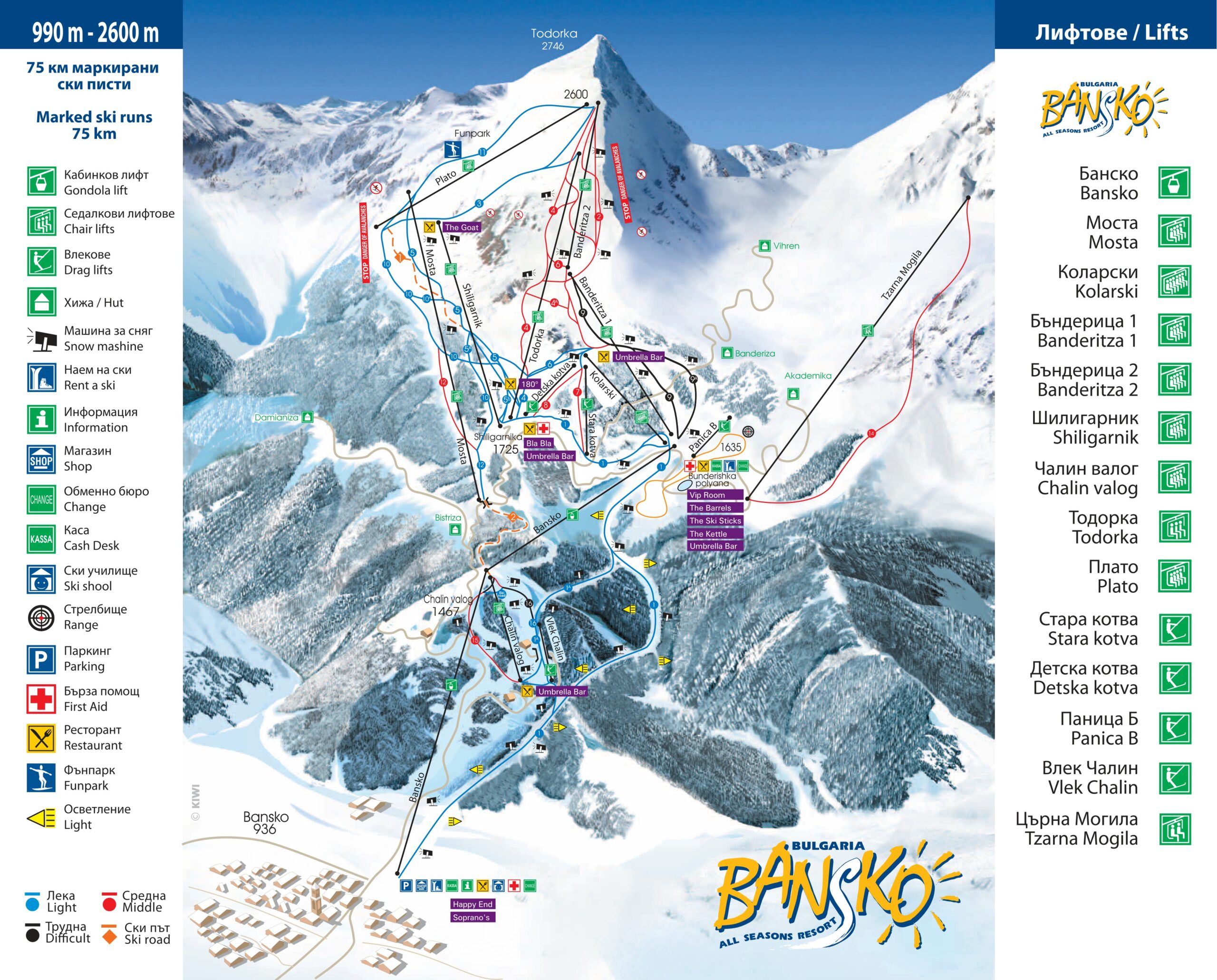 Mappa Piste Bansko