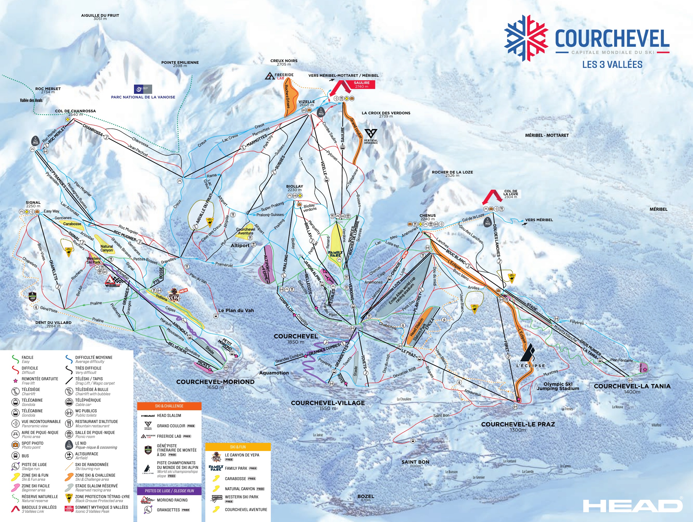 Mappa Piste Courchevel - skimap ufficiale