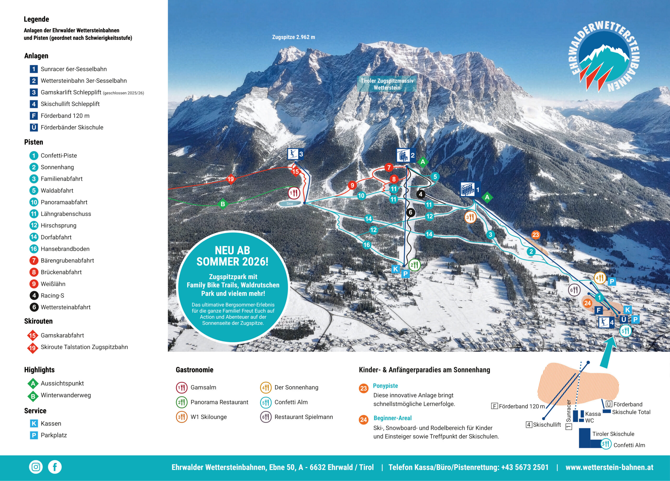 Mappa Piste Ehrwalder Wettersteinbahnen
