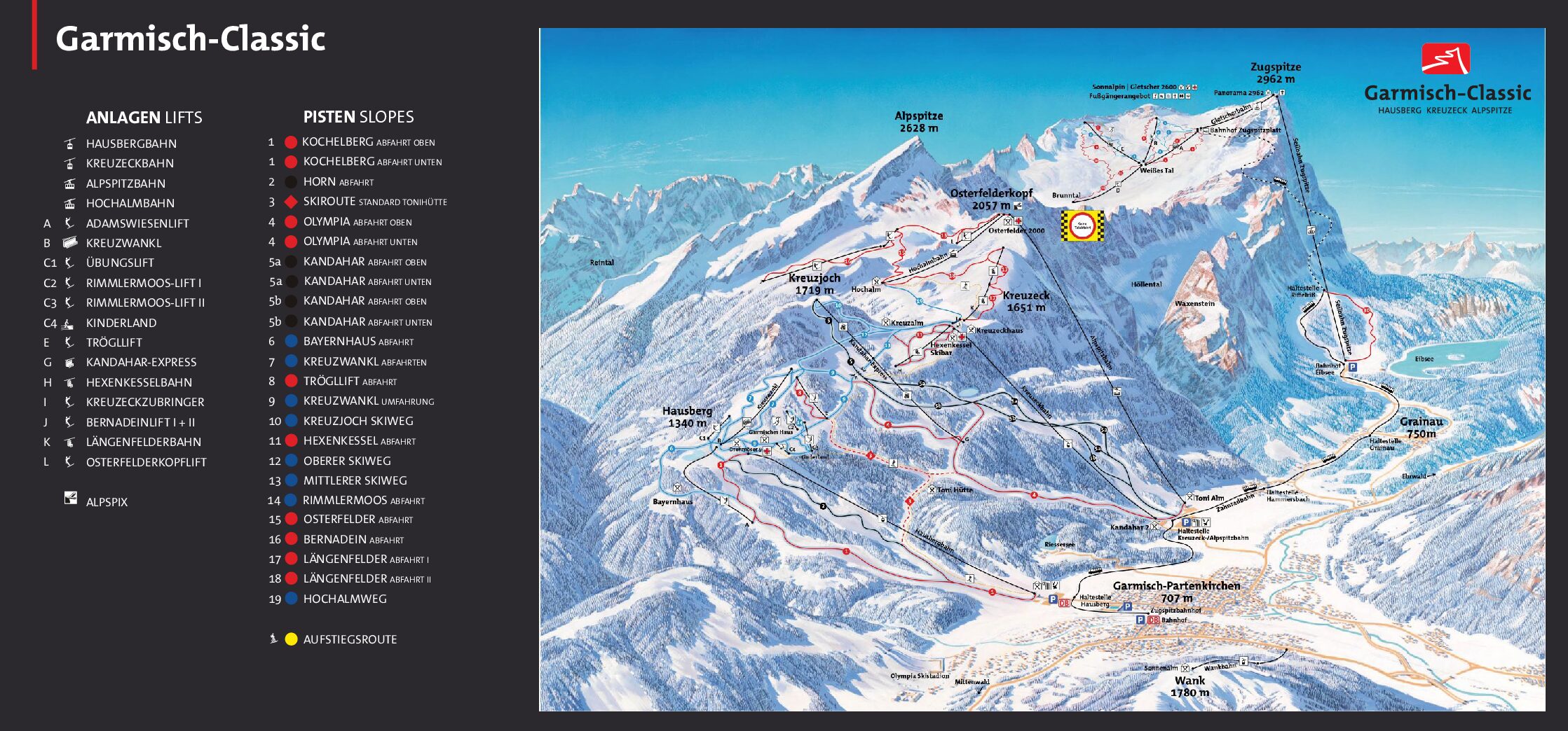 Mappa Piste Garmisch-Partenkirchen - skimap ufficiale