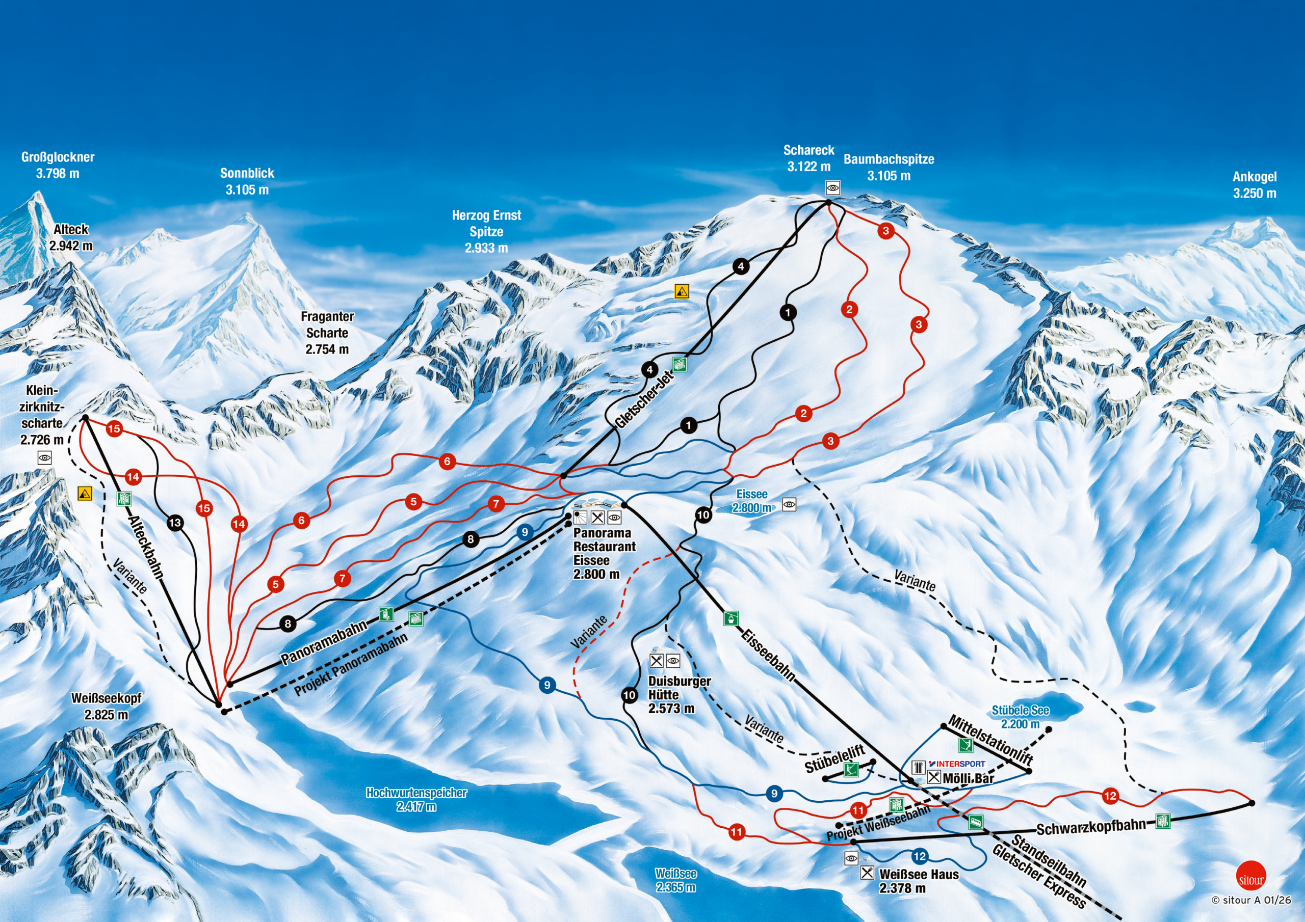 Mappa Piste Ghiacciaio del Mölltal