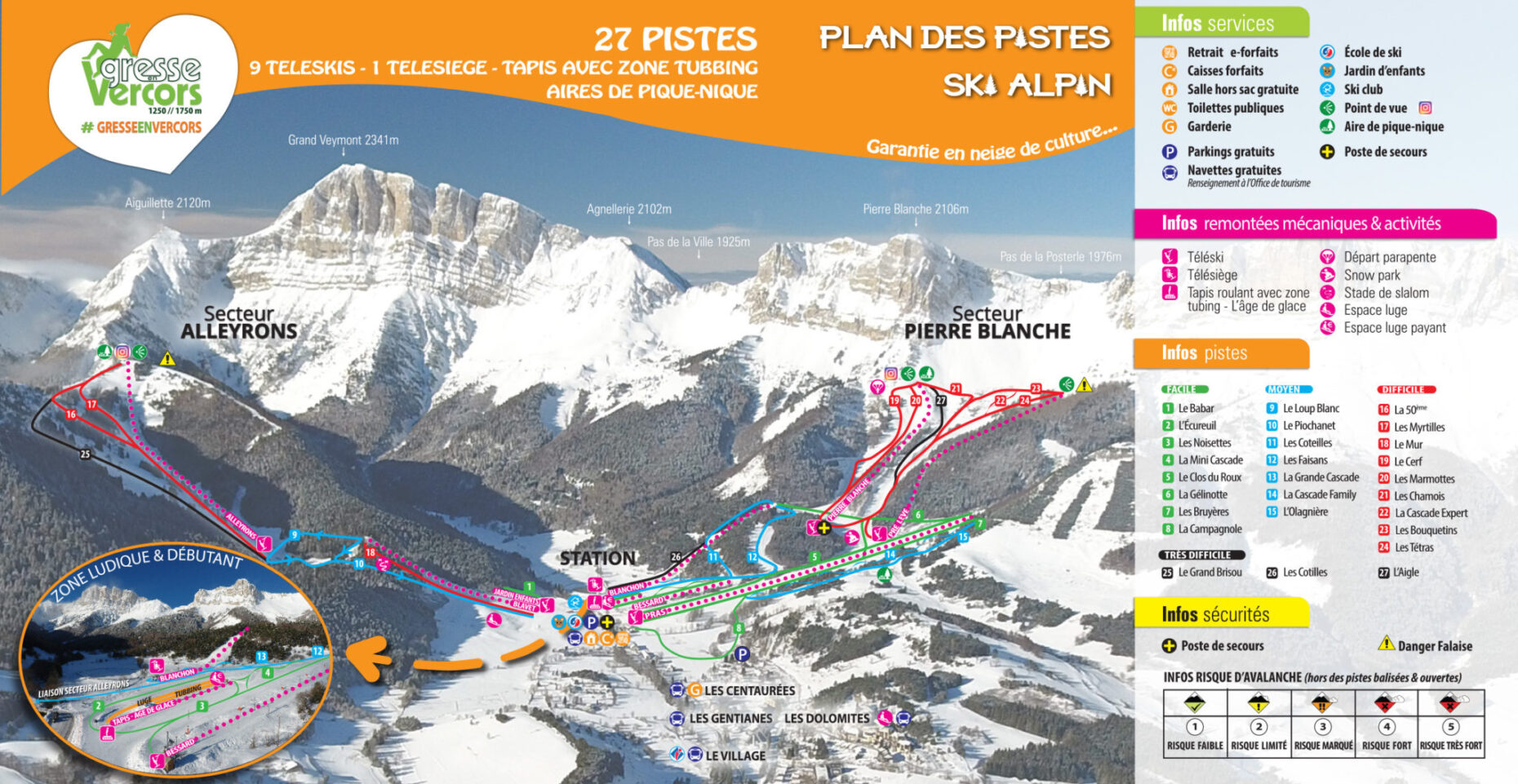 Mappa Piste Gresse en Vercors