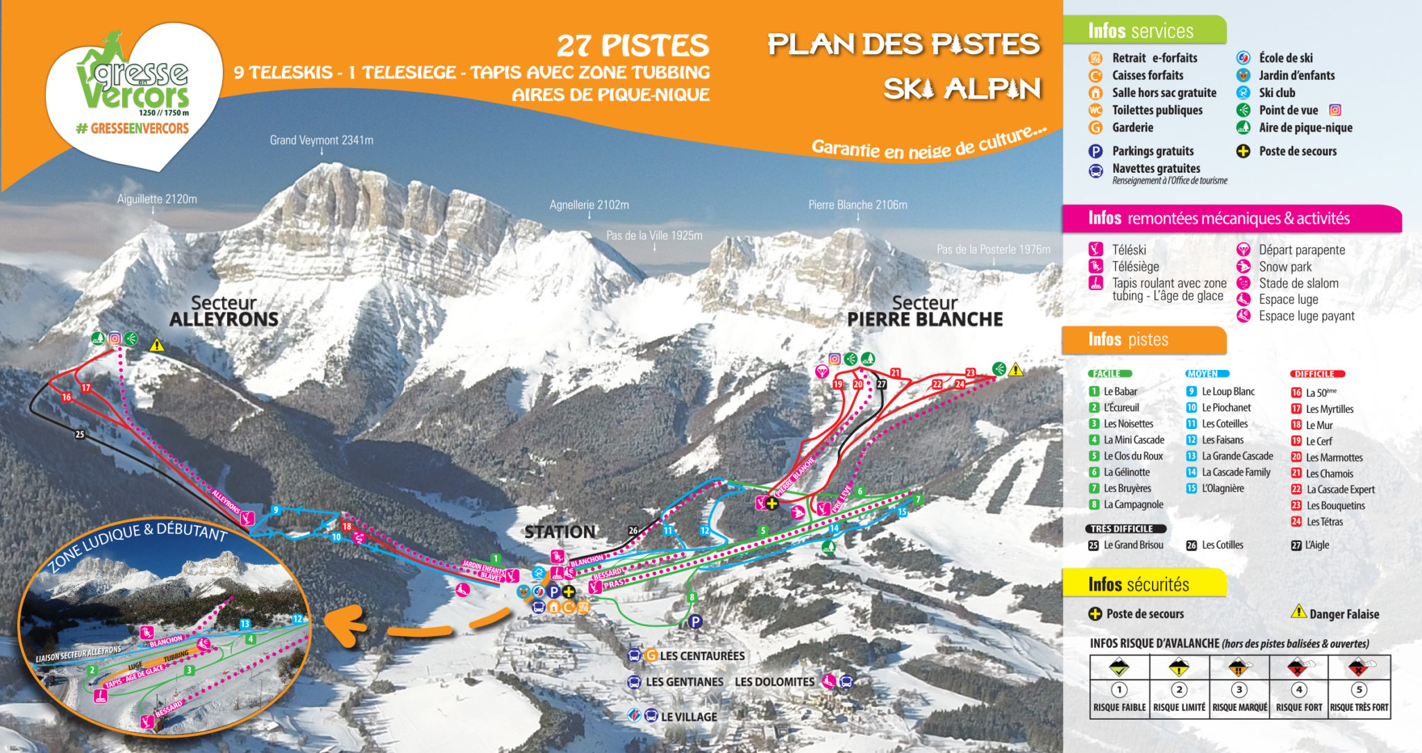 Mappa Piste Gresse en Vercors