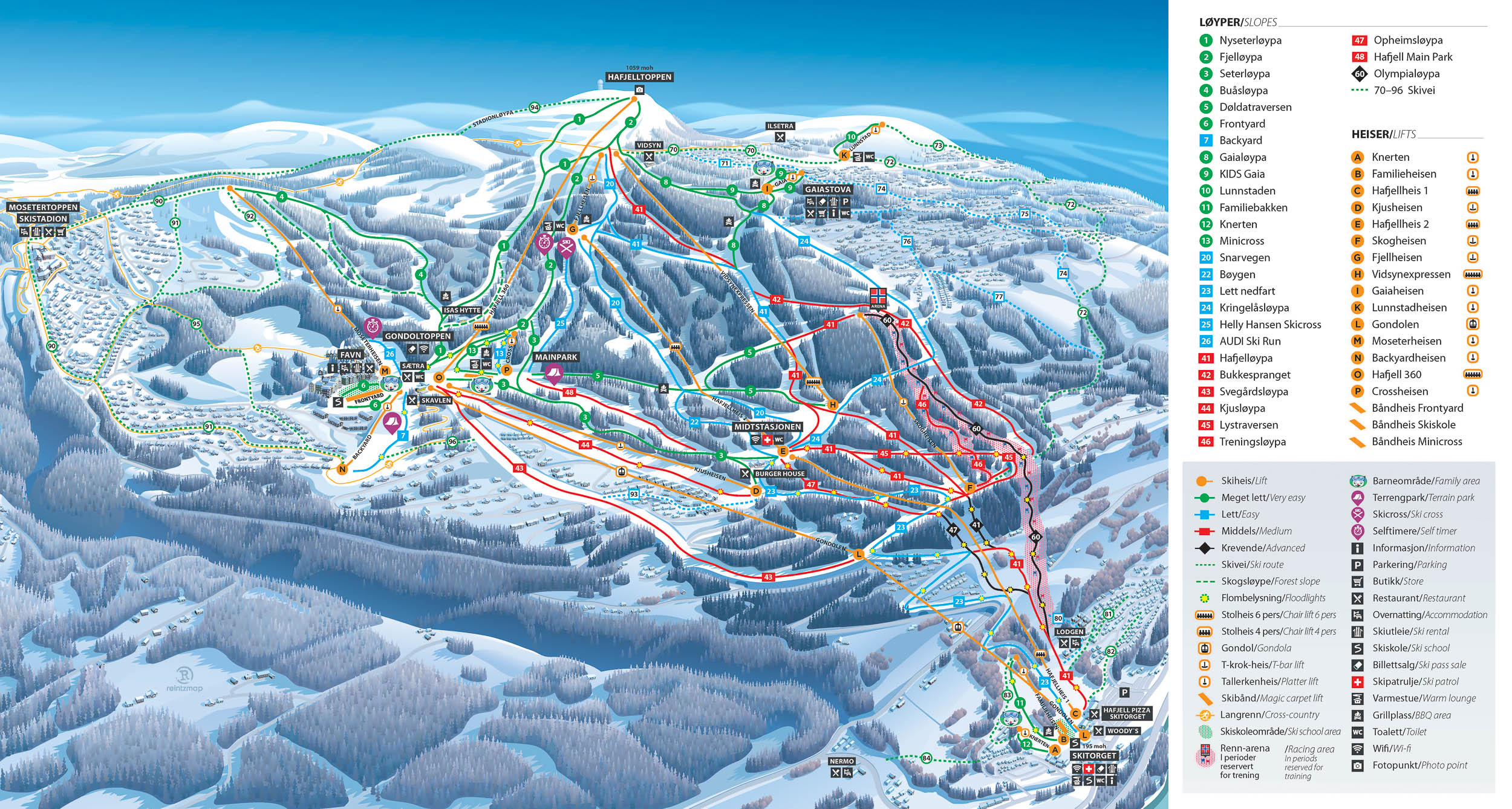 Mappa Piste Hafjell - skimap ufficiale