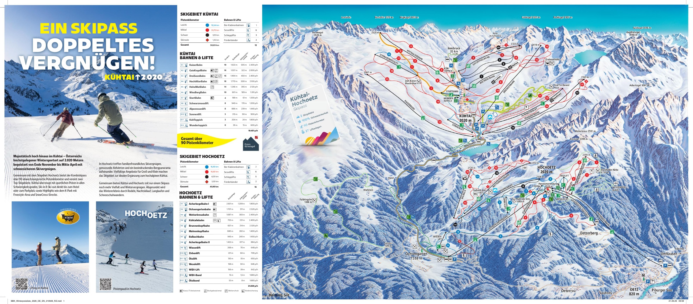Mapa de pistas de Kühtai - Mapa oficial de esquí