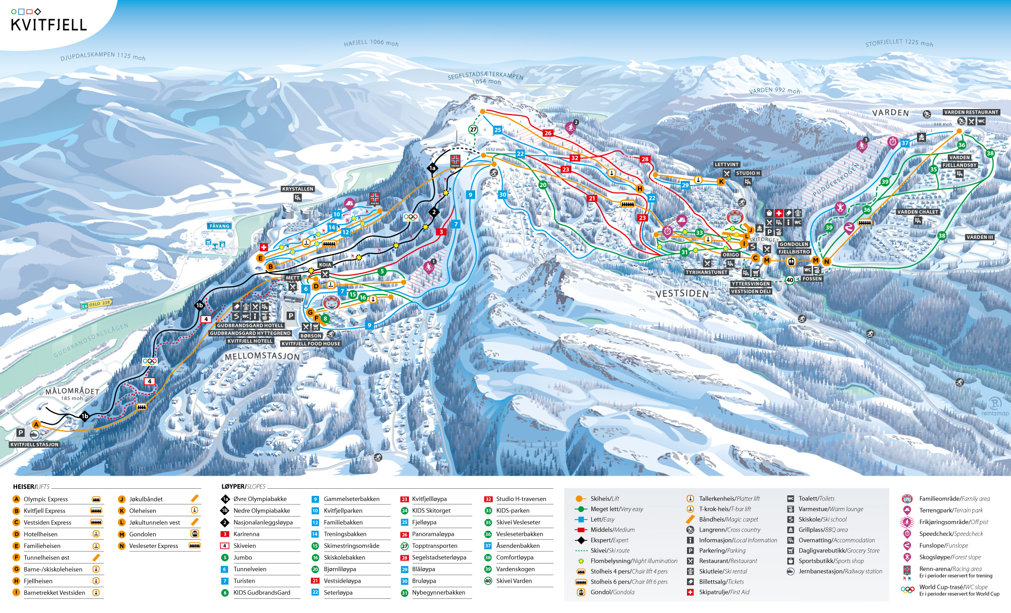 Mappa Piste Kvitfjell