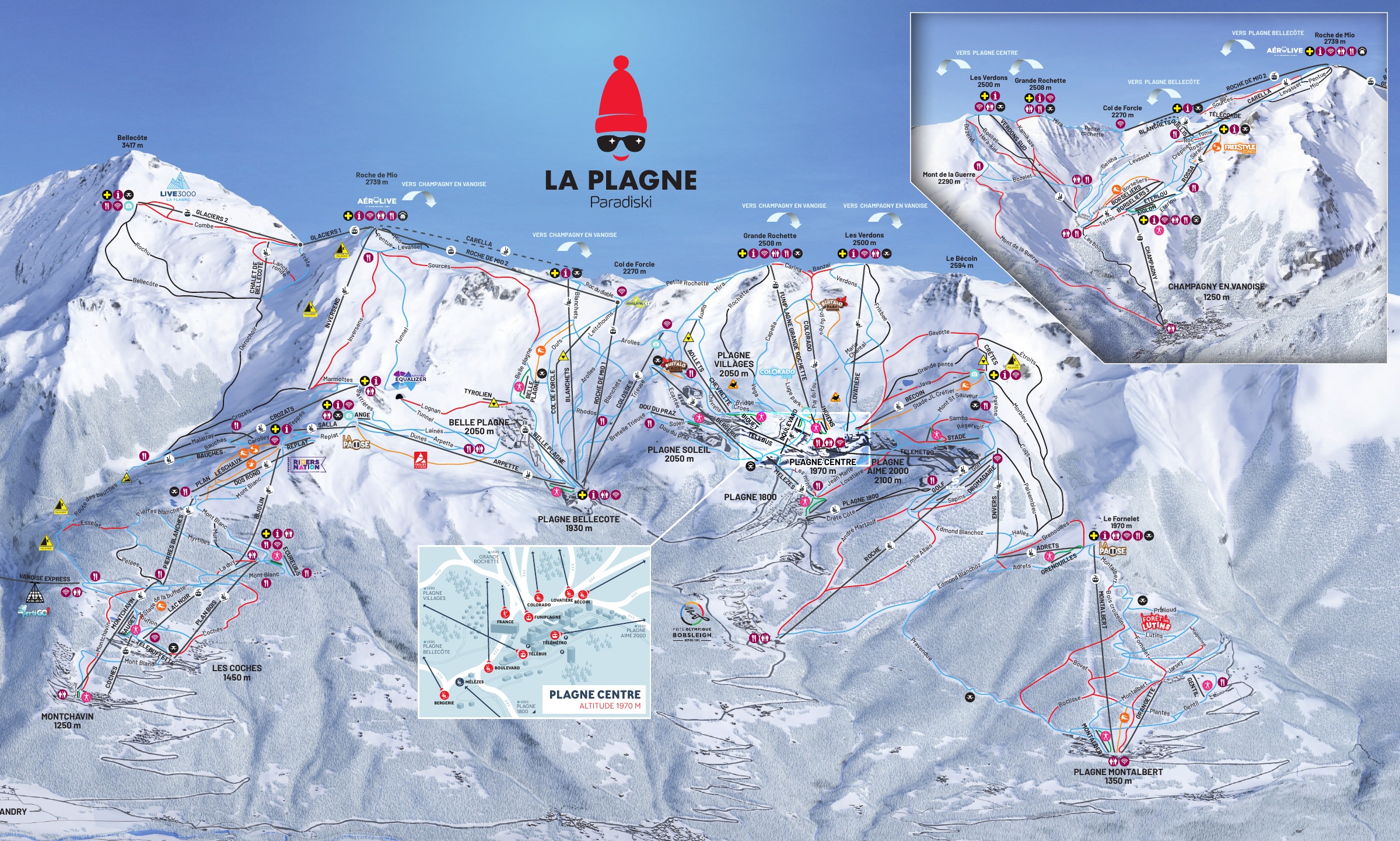 Mappa Piste La Plagne - skimap ufficiale