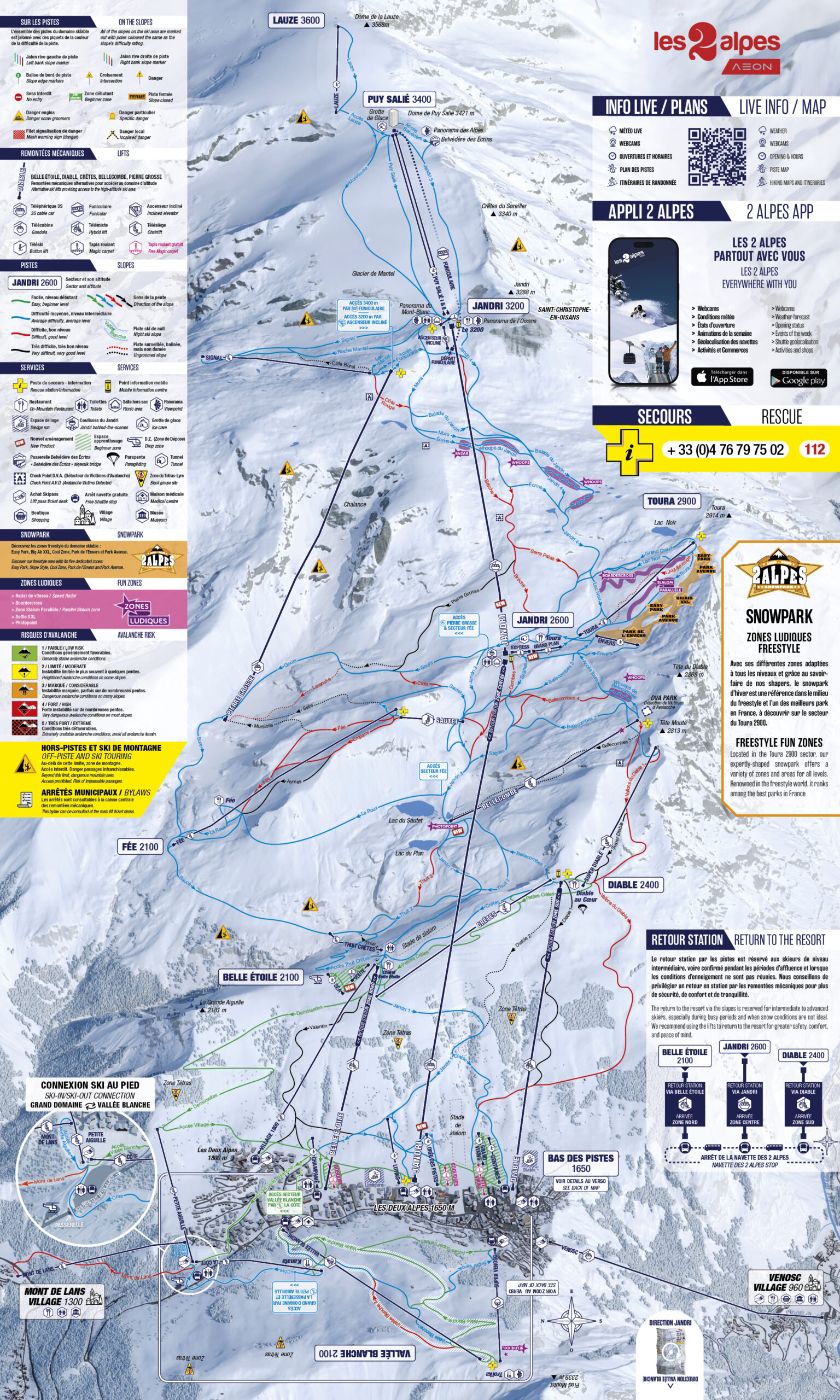 Mappa Piste Les 2 Alpes - skimap ufficiale