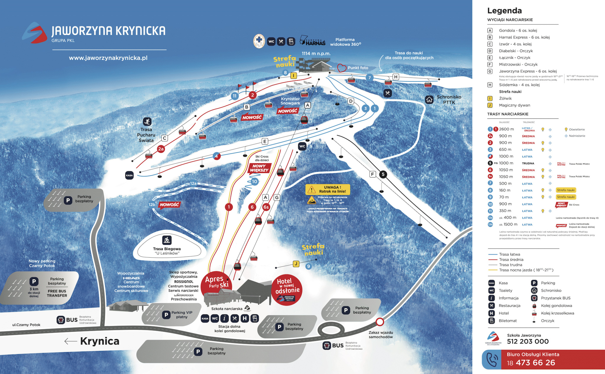 Mappa Piste Jaworzyna Krynicka