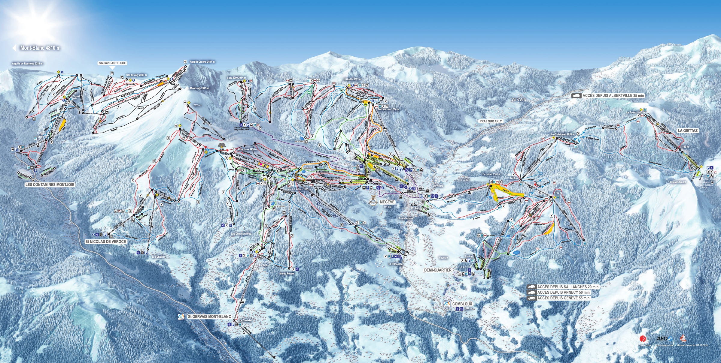 Mappa Piste Megève - skimap ufficiale