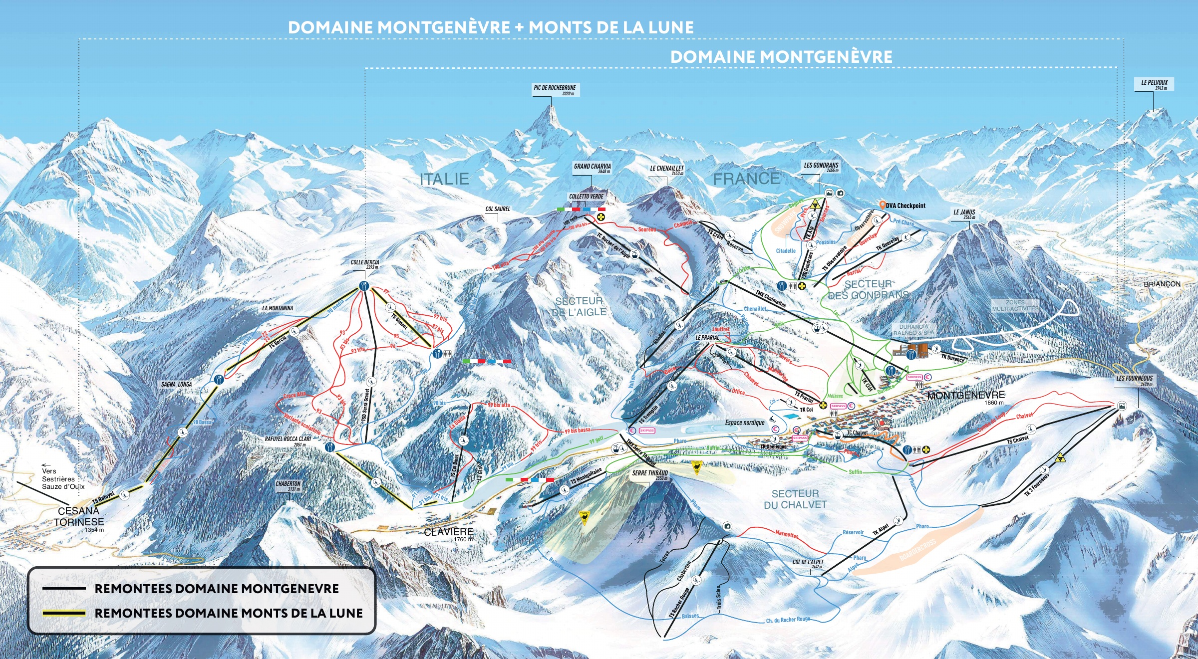 Mappa Piste Montgenevre - skimap ufficiale