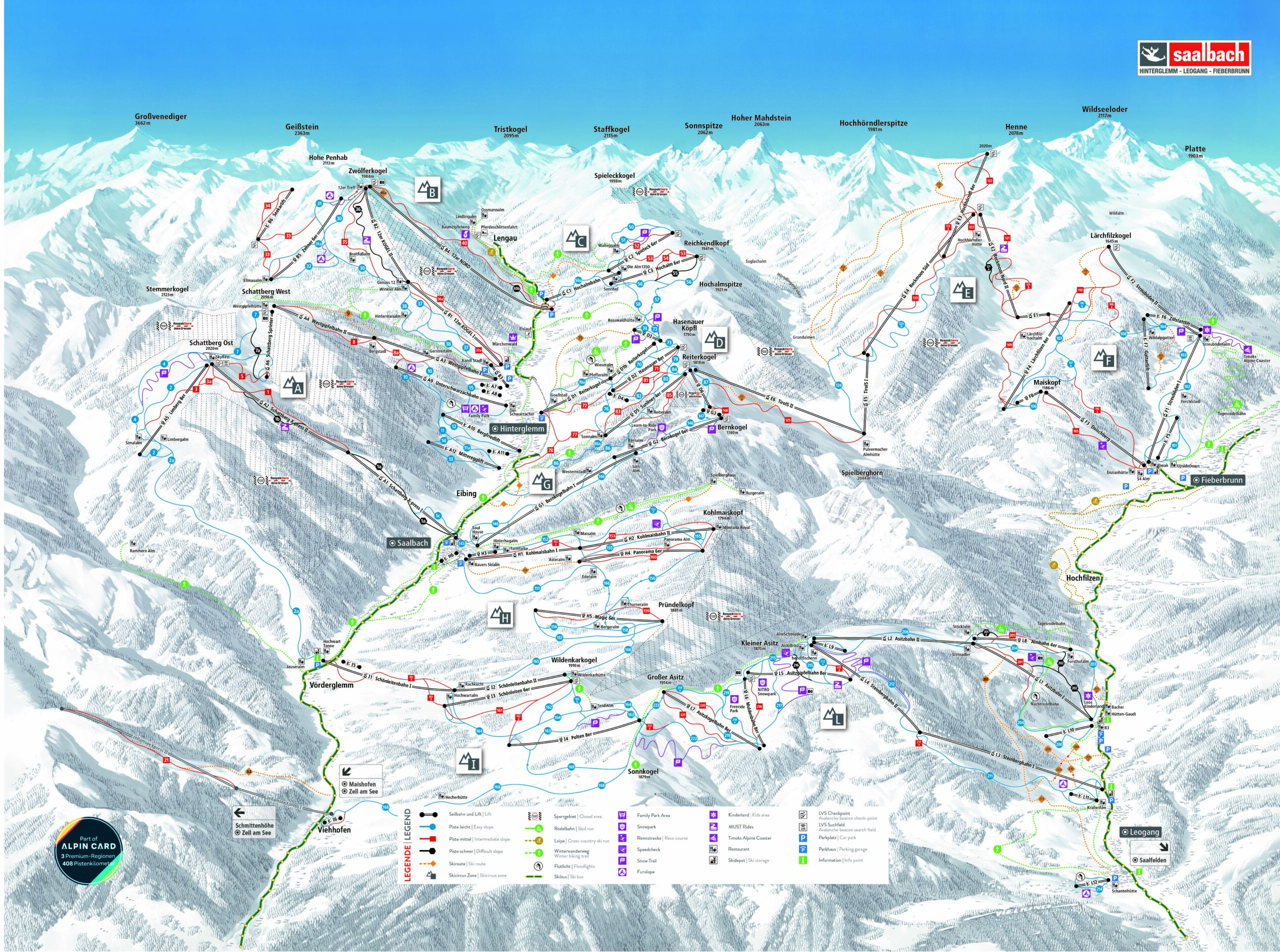 Mappa Piste Saalbach Hinterglemm