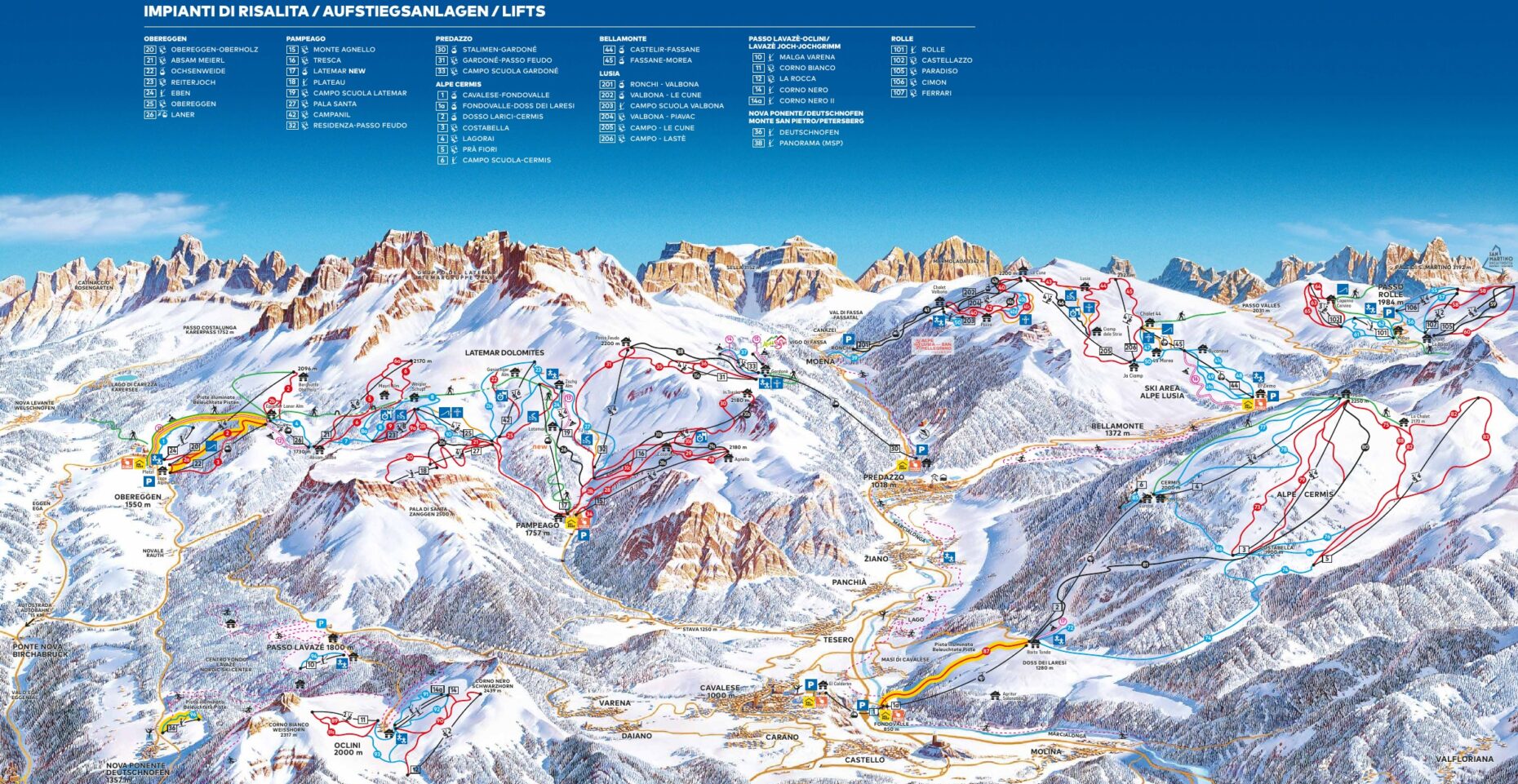 Mappa Piste Val di Fiemme