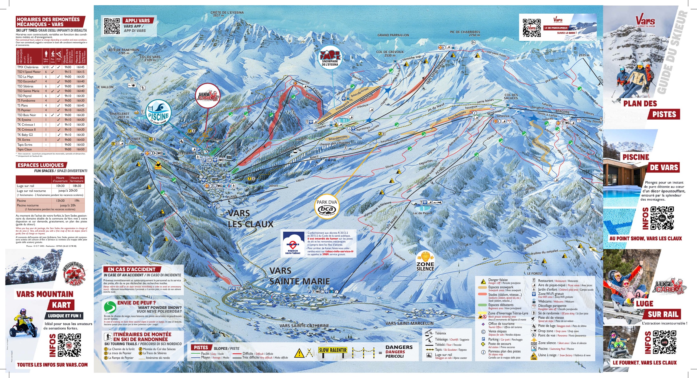 Mappa Piste Vars - skimap ufficiale